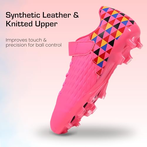 Joybut Soccer Cleats for Kids & Youth | Lightweight Football Shoes for Firm Ground | Durable Girls & Boys Soccer Cleats with Non-Slip Sole | Comfortable Soccer Boots | Unisex Size 11-6 Hot Pink by Generic - Used condition - Image 4