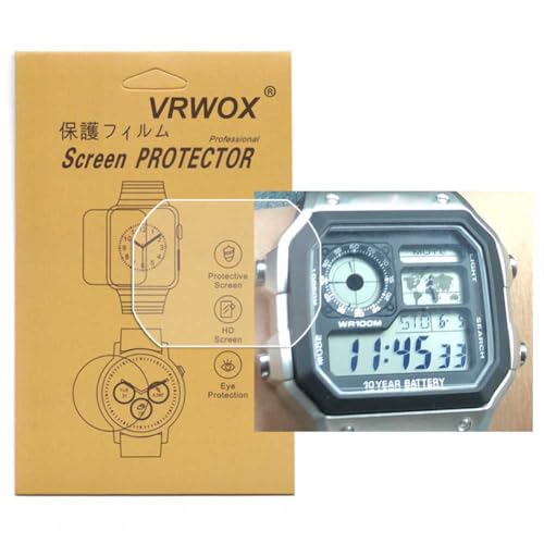 VRWOX [5-Pcs] TPU Screen Protector For AE-1200/AE-1300 Watch, Full Coverage Screen Protector for AE-1200/AE1200WH-1A/AE1200WHD-1A Watch HD Clear Anti-Bubble and Anti-Scratch