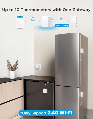 GoveeLife WiFi Refrigerator Thermometer with Alarm, Wireless Digital Freezer Temperature Gauge with App Control, 2 Years Free Data Export, for Home Kitchen Fridge Hot Tub(Only Support 2.4G Wi-Fi)