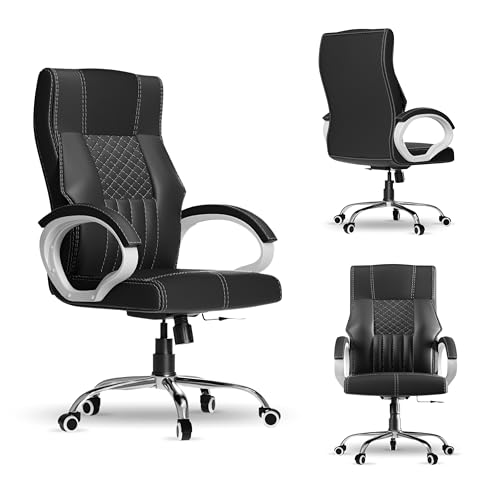 Image of FUGO FG21 Orthopedic Boss Chair with 3-Years Warranty, Executive Office Chair Ergonomic High-Back Chair-Cushioned Seat & Armrests, Metal Base, Rocking Movement (Black)