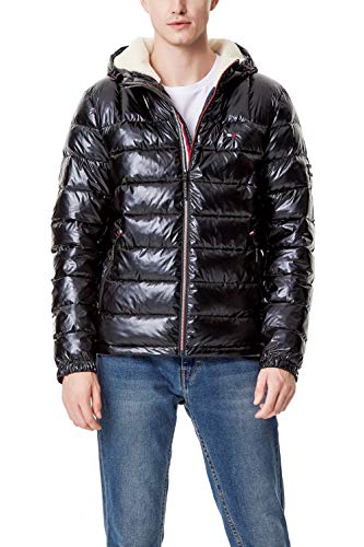 Image of Tommy Hilfiger Men's Midweight Sherpa Lined Hooded Water Resistant Puffer Jacket