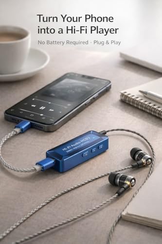 Pisendra Amplificador de auriculares USB C DAC, Dongle portátil con salidas de 3.5 mm y 4.4 mm, adaptador de audio de alta resolución para iPhone 16/15 Pro Max, Android, iPad, portátil, 32 bits/768 - imagen 7