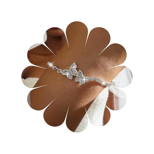 Inateannal Bracelet Boho En Cristal Avec Chaine Papillon Bracelet De Tennis En Argent Avec Strass Bracelet En Zircone Cubique Bracelet Papillon Cz Bracelet De...