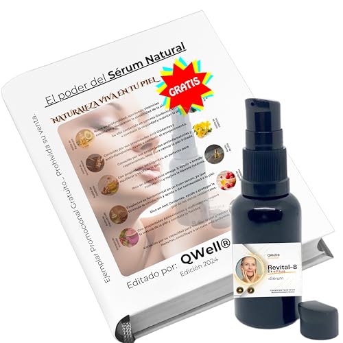 Sérum Facial QWell® Antienvejecimiento | Con 8 Aceites Esenciales y Extractos Naturales | Vegano y Orgánico | Dermatológicamente Testado | Sin Químicos | Guía Gratuita 'El Poder del Serum Natural'