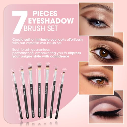 Eye Makeup Brushes Eyeshadow Brush Set - 7pcs Soft Synthetic Brush Kit - For Blending Eyeshadow, Eyeliner, Crease, Eyebrow - Long Lasting, Apply Better, Flawless Look Makeup - Thumbnail 3