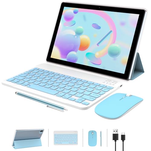 Tableta Android 15 de 10 pulgadas, tabletas 2 en 1, incluye lápiz capacitivo para teclado y mouse, 64 GB de ROM + 8 GB de RAM, 1 TB ampliable 2 MP + 8 MP, cámaras duales, 5G WIFI 6 Bluetooth 6000 mAh