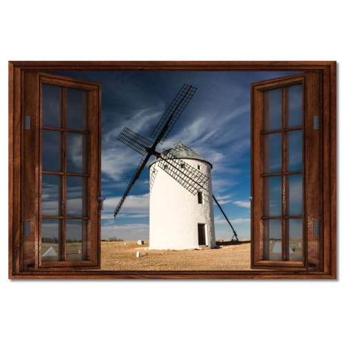 Peinture imprimée sur toile 120x80cm décoration murale Moulin blanc