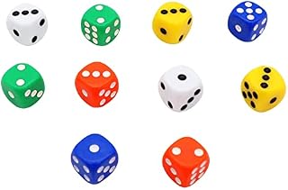 1.4cm Six-Sided Dice,10Pcs Eco Friendly Dice,Acrylic Dice Gaming Dice Standard Six Sided Decider Board Game Dice,Small Six-Sided Dice Coloured Dice Game D6 Dice Set(5 Colours)