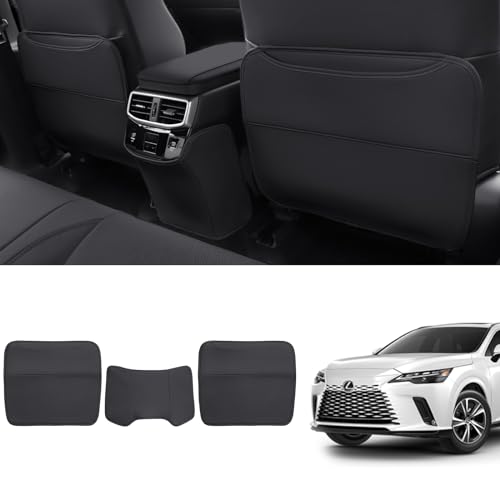 Compatible with 2023-2024 Lexus RX Children's Leather Seat Backrest Kick Protection Pad RX350 RX450H RX500H Additional Organizer Pocket Waterproof and Scratch resistant Protective Cover 3 Black