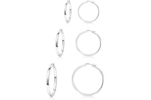 Elegant Silver Hoop Earrings Set - 3 Pair of Shimmering Style