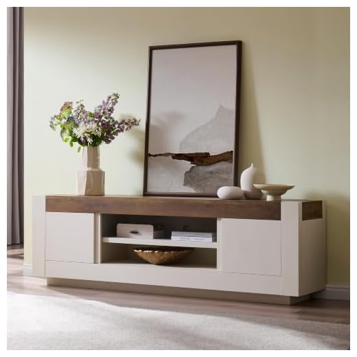 OKD TV Stand for 65+ Inch TV, Modern Farmhouse Entertainment Center with Sliding Barn Door, Wood Rustic Media Console Cabinet with Adjustable Shelf for Living Room, Antique White