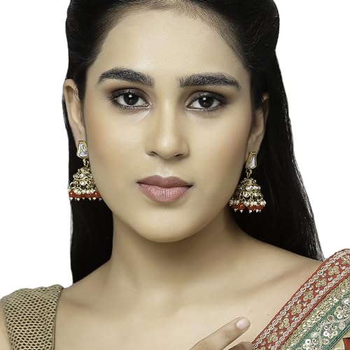 Gold-Plated Dome Shaped Mirror Jhumka Earrings