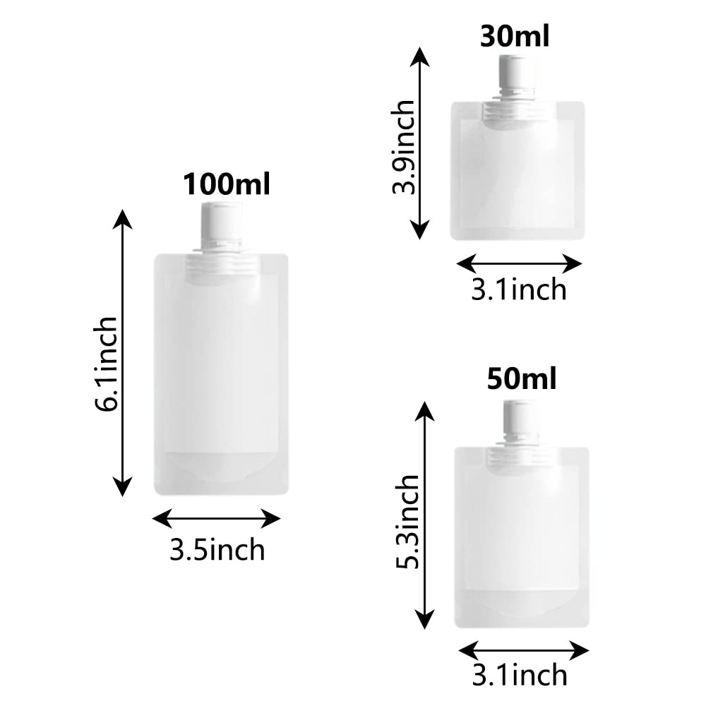 9 Pcs Portable Travel Fluid Bags - Transparent Dispensing Packing Pouches for Toiletries Lotion, Shampoo, Hand Soap (30ml/50ml/100ml) - Image 2