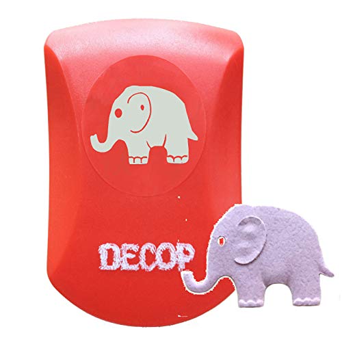 Paper Intelligence Embossed Elephant Design Craft Punch, Red, 32mm (1.25inch), Zinc Alloy, ABSResin Handle, Whimsical Style