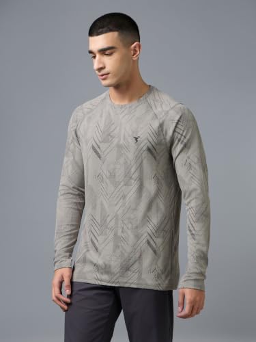 Image of TECHNOSPORT Men's Slim Fit Crew Neck Full Sleeve All Over Printed T-Shirt with Technocool+, UPF50+ for Gym, Sports & Regular Use