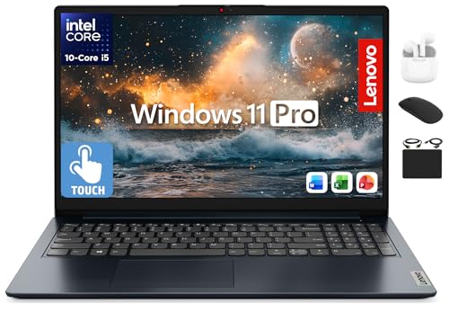 Image of Lenovo IdeaPad 15.6 inch Flagship Touchscreen Laptop 2025, 10-Core Intel i5, Lifetime Office 2024, Copilot AI, 24GB RAM, 1.5TB Storage (1TB SSD + 500GB Ext), HubxcelAccessory, Long Battery, Win 11 Pro