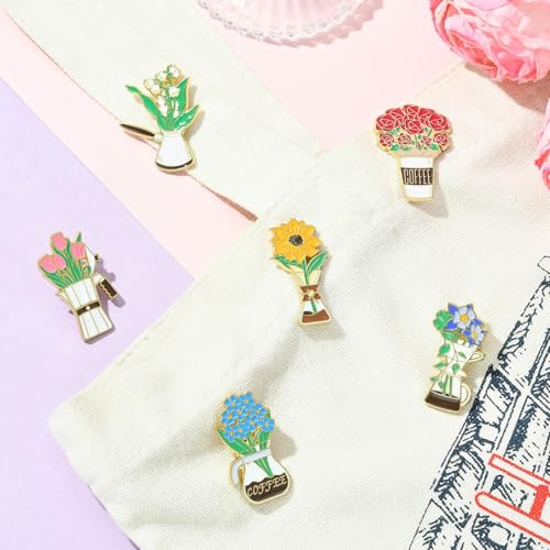 Image of Airssory Mixed Styles Bee Flower Tarot Ribbon Travel Theme Alloy Brooches Pins for DIY Clothes Backpack Hats Jackets Craft