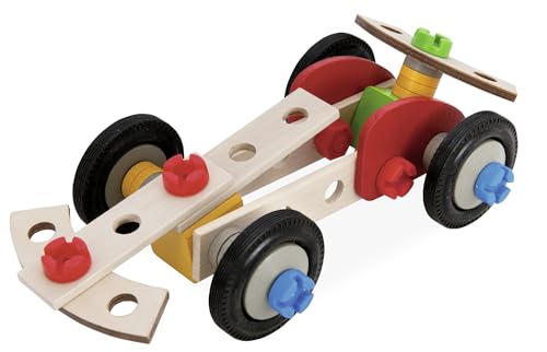 Eichhorn 100039016 - Constructor Rennauto, 50-TLG., Holz-Konstruktions-Set, 3 Verschiedene Modellvarianten baubar, FSC 100% Zertifiziertes Buchenholz, Made in Germany