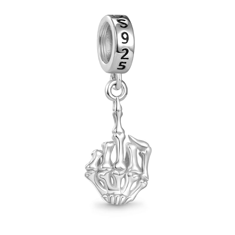 Image of GNOCE Skull Charm Bead Silver Pendant Dangle Charms fit Bracelet /Necklace Jewelry Gift for Women Men
