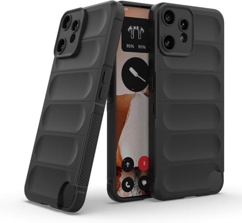 Image of ShieldTech AirGuard Series Back Cover Case for CMF Phone 2 Pro | Microfiber Lining | Airbag Cushion Drop Protection | Shockproof Silicone Back Cover Case | Anti Slip Grip - Black for CMF Phone 2 Pro