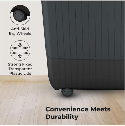 Image of Lloyd Aria 9 kg 5 Star Semi Automatic Top Load Washing Machine |1400 RPM | Detergent Storage Zone | 5 Wash Programs | Swift Dry | Magic Filter, GLWS905ARHVG, Dark Grey with Smoke Grey Lids)