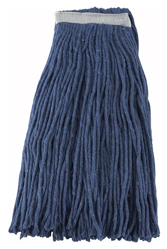 Image of Winco Yarn Mop Head, 24-Ounce, 4 Ply Cut Head, Blue | Great for Floor Cleaning, Kitchen Floors, Dining Areas and Facility Care