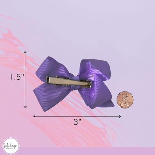 Image of Small Solid Bow for Girls - Set of 12 (Light Purple)