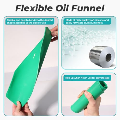 LitKiwi Strong Magnetic Oil Drain Plug Remover Tool & Flexible Oil Funnel Reusable,Essential Oil Change Tools for The Auto Mechanic,for Oil Darin Plug Removal,Oil Draining and Oil Filling