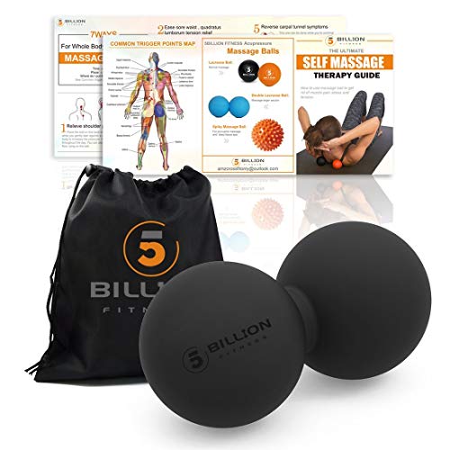 5BILLION Peanut Massage Ball - Double Lacrosse Massage Ball & Mobility Ball for Physical Therapy - Deep Tissue Massage Tool for Myofascial Release, Muscle Relaxer, Acupoint Massage (Black) - Thumbnail 2