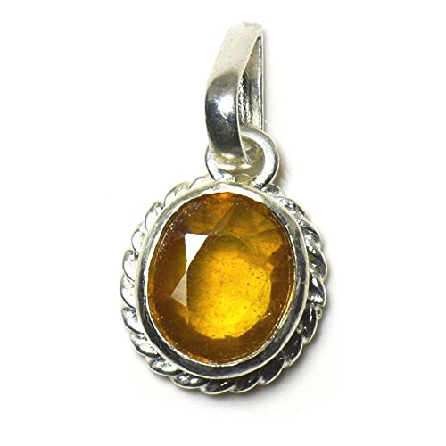 Pendentif saphir jaune véritable 4 carats collier argent 925 femme