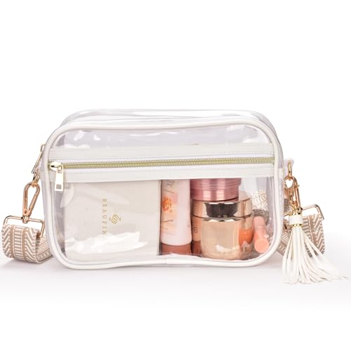 Image of Clear Crossbody Bag Stadium Approved Clear Purse - Transparent Messenger Bag with Front Pocket