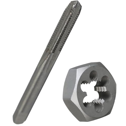 Image of Drill America #8-32 UNC Tap and Die Kit, HSS Plug Tap and Carbon Hex Die, POUT Series