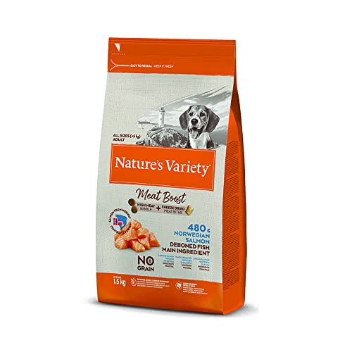 Nature's Variety Meat Boost Complete Dry Food Norwegian Salmon for Adult Dogs - 1.5 Kg