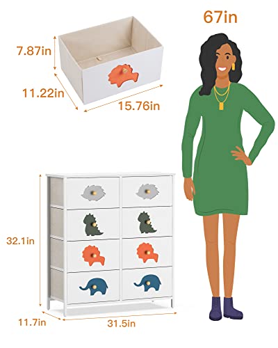 Frapow Kid Dresser With 8 Drawers, Boys Girls Storage Organizer Dresser For Baby Child With Wood Top Metal Frame For Living Room Bedroom Hallway #TOP2