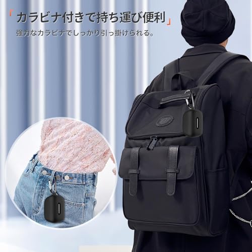 Dl3 Mobilak Compatible with Anker Soundcore R50i NC/Anker P30i Case Cover, Soft Silicone Shockproof Protective Case Wireless Earbuds with Carabiner, Front LED Visible (Black)