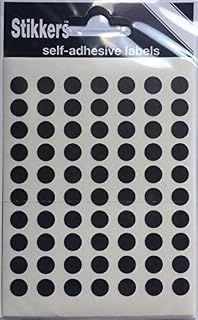 490 Black 8mm Sticky Coloured Dots Easy Peel Self Adhesive Colour Coding Sticky Dots Round Labels Circle Stickers