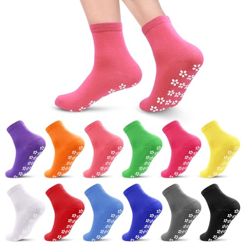 Image of 12 Pairs Women's Grip Socks Non Slip Pilates socks Yoga Socks with Strong Grips Hospital Socks slipper socks for Women