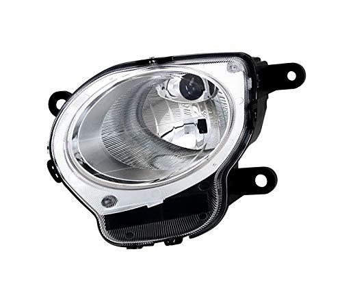V-MAXZONE PARTSLeft Headlight Compatible With Fiat 500 2007 2008 2009 2010 2011 2012 2013 2014 2015 VP1432L Front Car Light Lamp Headlamp Driver Side Headlights Assembly Projector Chrome LHD