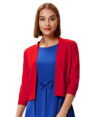 Image of GRACE KARIN Women Cardigan Sweaters Lightweight Knit Cropped Cardigans Trendy 3 /4 Sleeve Shrug Bolero S-3XL