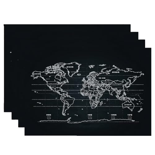 Set de table 50x35cm noir en lin lavable lot de 4 - 2