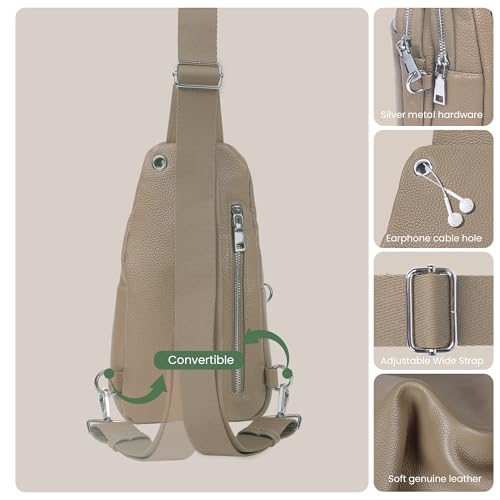 Image of befen Genuine Leather Sling Bag for Women Anti-Theft Crossbody Chest Bags Fanny Packs for Travel with RFID Card Slots
