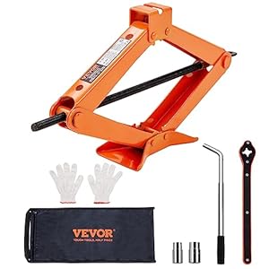 VEVOR Scissor Jack, 2.5 Ton/5512 lbs Scissor Car Jack, 3.7″-17.1″ Lifting Range Scissor Lift Jack with Ratcheting Handle and L-Wrench, Portable Tire Jack for Cars Trucks Sedans MPVs