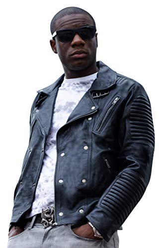 Men's Black 100% Top Grain Genuine Lambskin Leather Biker Jacket