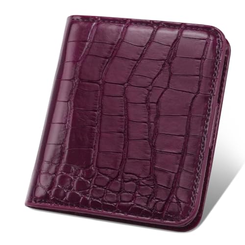 Image of Crocodile Wallets Women Small RFID Blocking Credit Card Holder | Luxury Alligator Faux Leather Thin Bifold Croc Womens Wallet Ladies Mini Purse with Coin Pocket, Purple