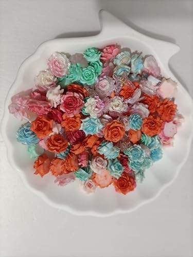 レジン用 花型パーツ ミックスカラー ローズ デコレーション ネイルアート ジェルクラフト スマホケース DIY 手芸材料