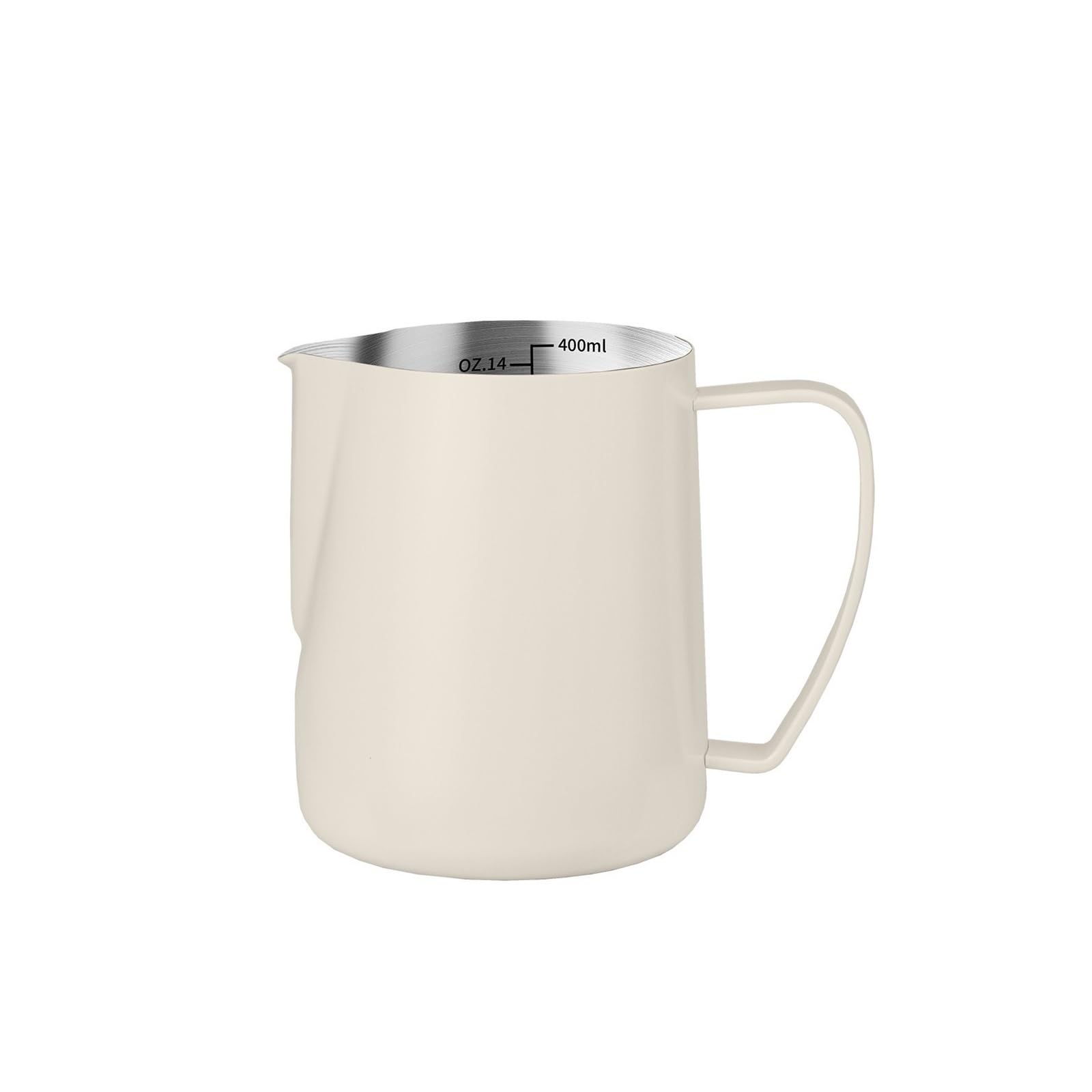 Jarra de espuma café 400/600ML, vapor puntiagudo, cilindro leche acero inoxidable 304, aparato, taza, guirnalda artística(400ML,White)