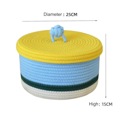 Panier de rangement rond pour cacher les petits objets et désencombrer le meuble d'entrée