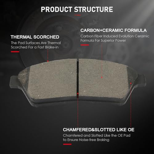 Image of cciyu D1422 & D1337 Front & Rear Ceramic Disc Brake Pads Kit For Cadillac SRX 2010-2016,For Saab 9-4X 2011
