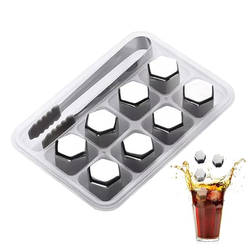 Vodka Chilling Rocks – Ensemble de pierres à glace en acier recongelables, refroidisseur de boissons de qualité supérieure, cubes de refroidissement sans goût | Bar rafraîchissant élégant pour cocktai