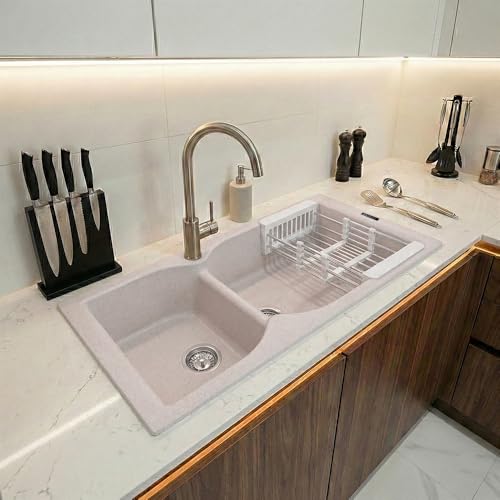 Image of JAYKO Quartz Acrylic Kitchen Sink for Modular Kitchen | Granite Finish, Scratch & Heat Resistant | Easy to Clean & Stylish Sink for Home (RA, 40x20in)